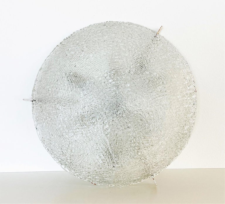 Large Textured Glass Flush Mount Light by Kaiser Leuchten, Germany ...