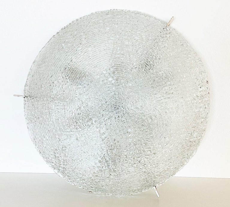 Large Textured Glass Flush Mount Light by Kaiser Leuchten, Germany ... - Large Textured Glass Art For Indoors