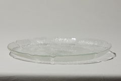 Large Textured Glass Serving Plate, Eastern Europe, 1970s