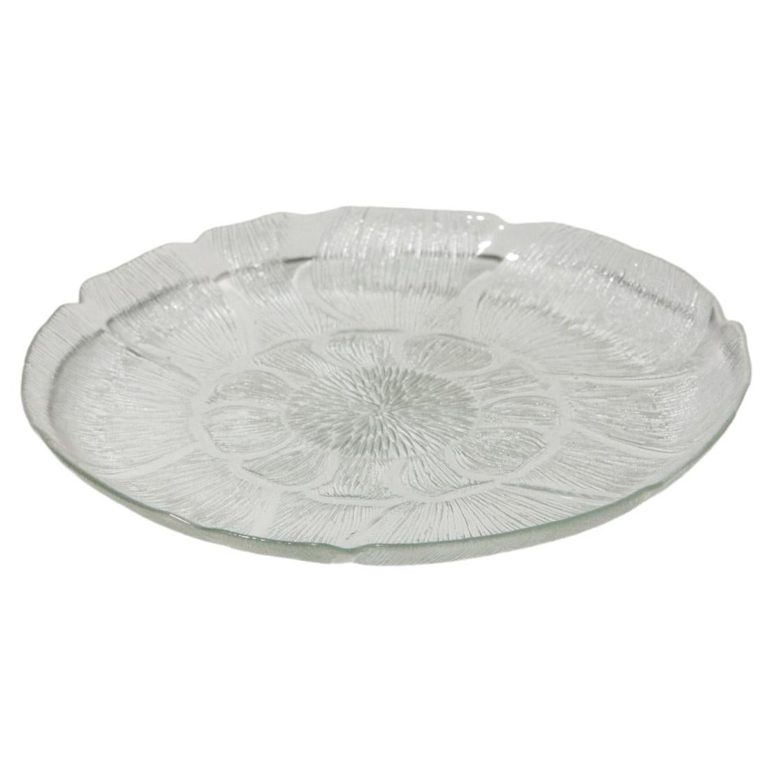 Large Textured Glass Serving Plate, Eastern Europe, 1970s