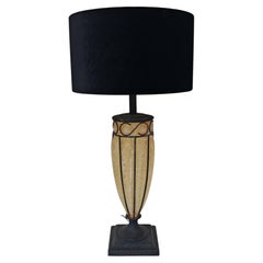 Large Textured Glass Table Lamp by Le Dauphine, France, 1970s