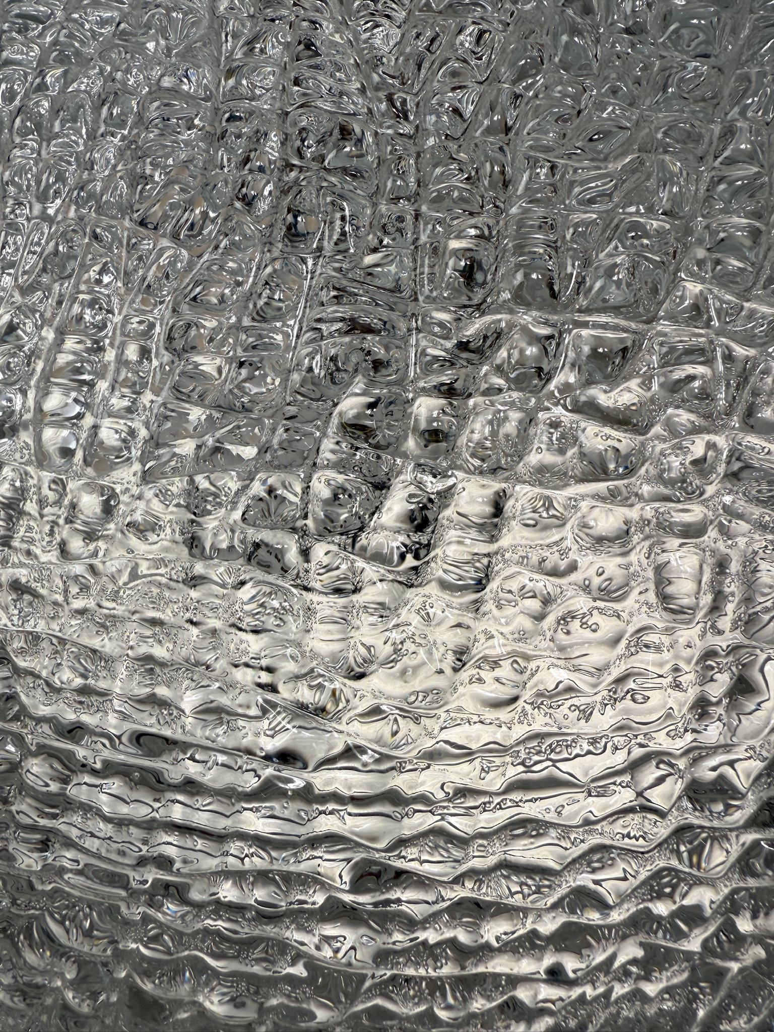 Gran empotrable de cristal con textura de hielo y cromo - 1970 - Alemania en venta 8