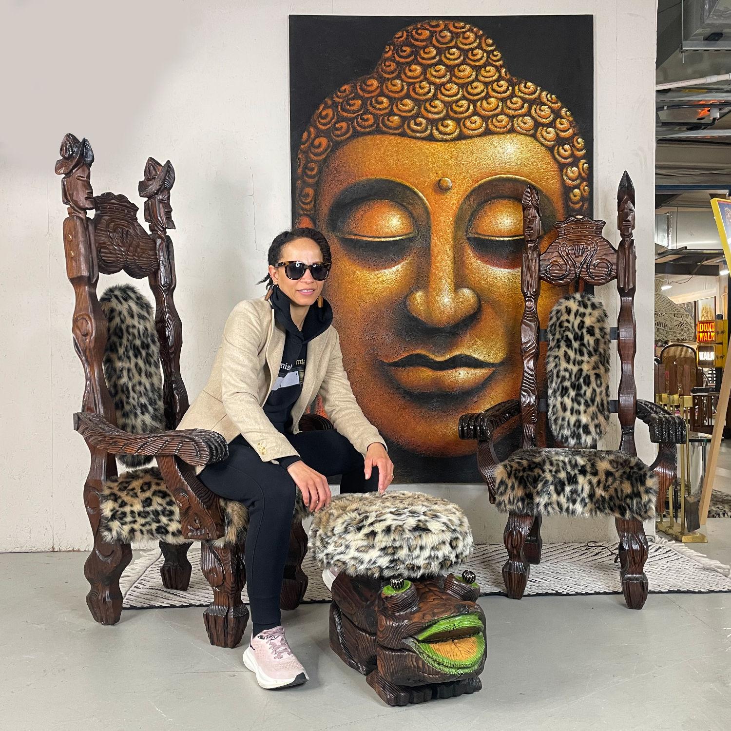 Buddha-Gemälde mit strukturiertem Mahāyāna-Muster (Böhmisch) im Angebot