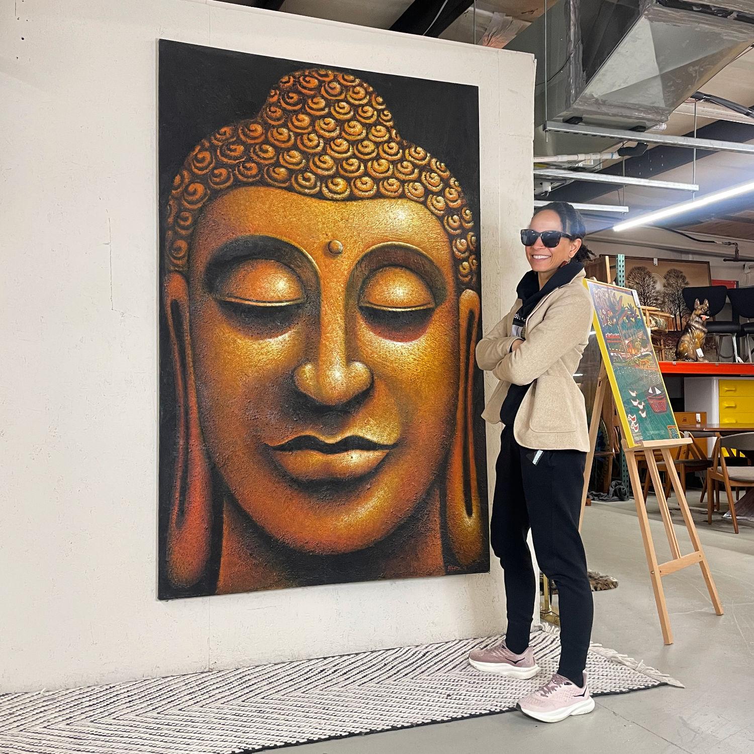 Buddha-Gemälde mit strukturiertem Mahāyāna-Muster (Leinwand) im Angebot