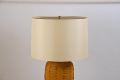 Large Textured Stoneware Lamp with Custom Silk Drum Shade by Bob Kinzie