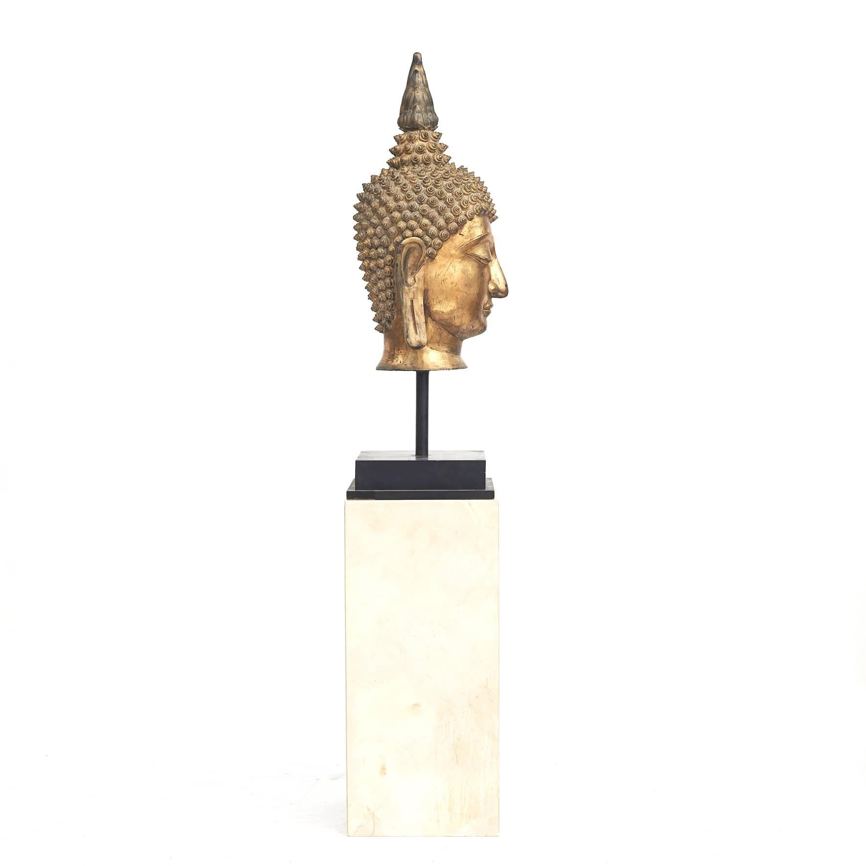 Large Thai Gilt Bronze Sculpture of Buddha's Head 6