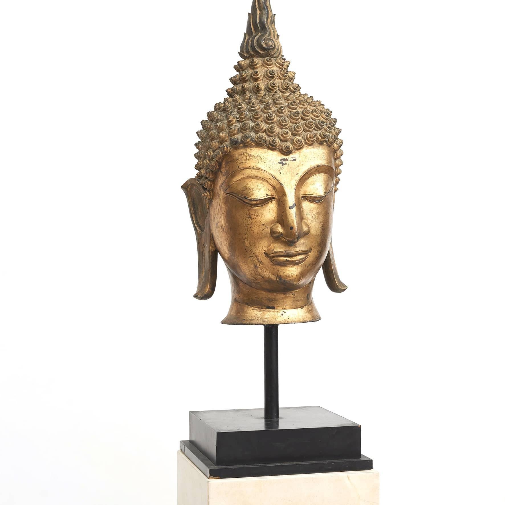 Other Large Thai Gilt Bronze Sculpture of Buddha's Head