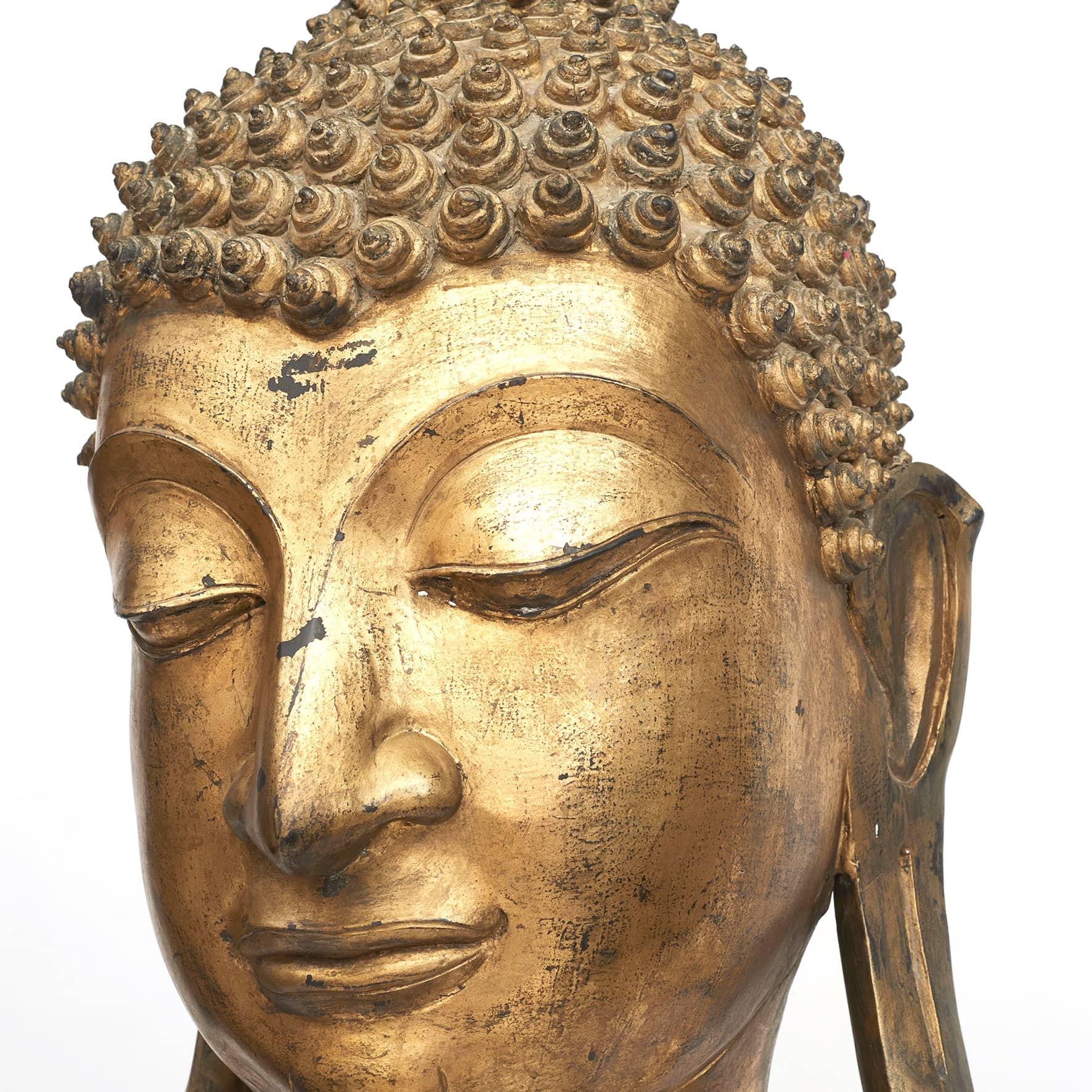 Large Thai Gilt Bronze Sculpture of Buddha's Head 2