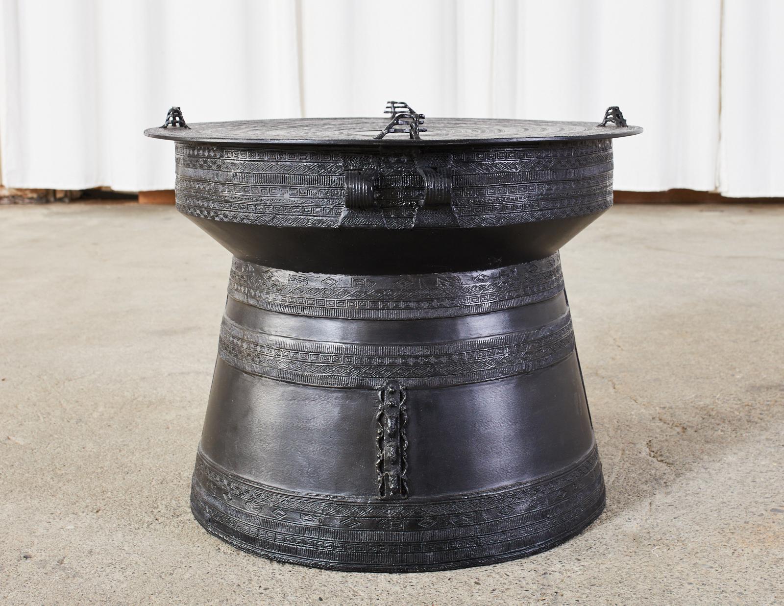 Large Thai Metal Rain Drum Drink Table 4