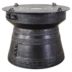 Large Thai Metal Rain Drum Drink Table