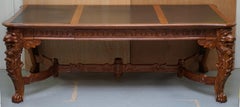 Large the Lord Raffles Lion Writing Table Desk Three Drawers Carved Wood Dining