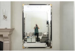 Large Theodore and Alexander Faux Horn Mirror with Brass Accents