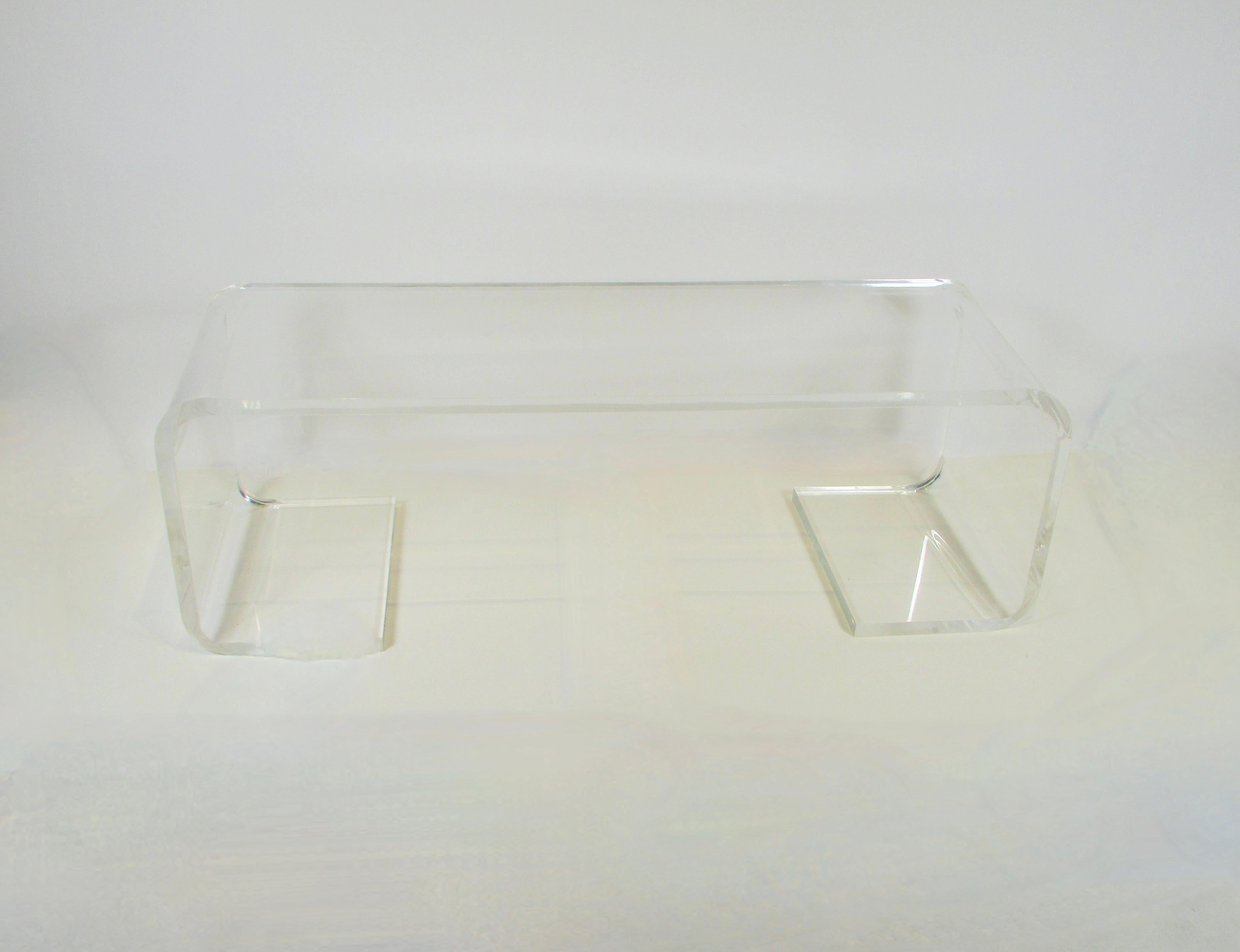 20th Century Large thick Lucite coffee table or bench For Sale