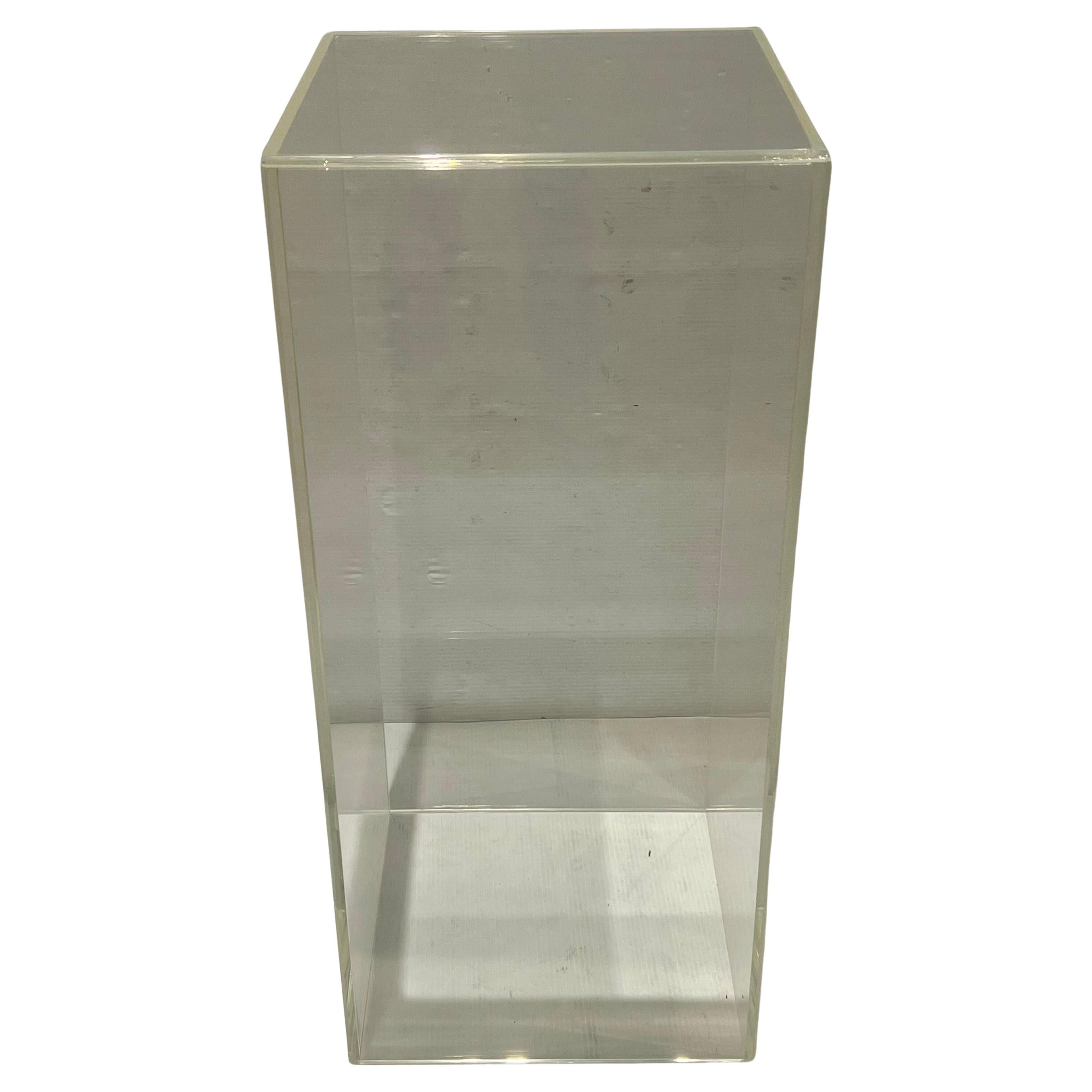 Large Thick Polished Solid Lucite Pedestal Postmodern For Sale