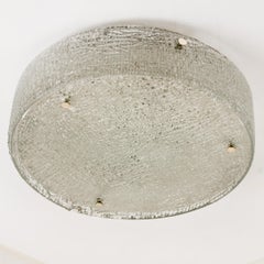  Large Thick Textured Glass Flush mount Ceiling Light, 1960s for Betsy