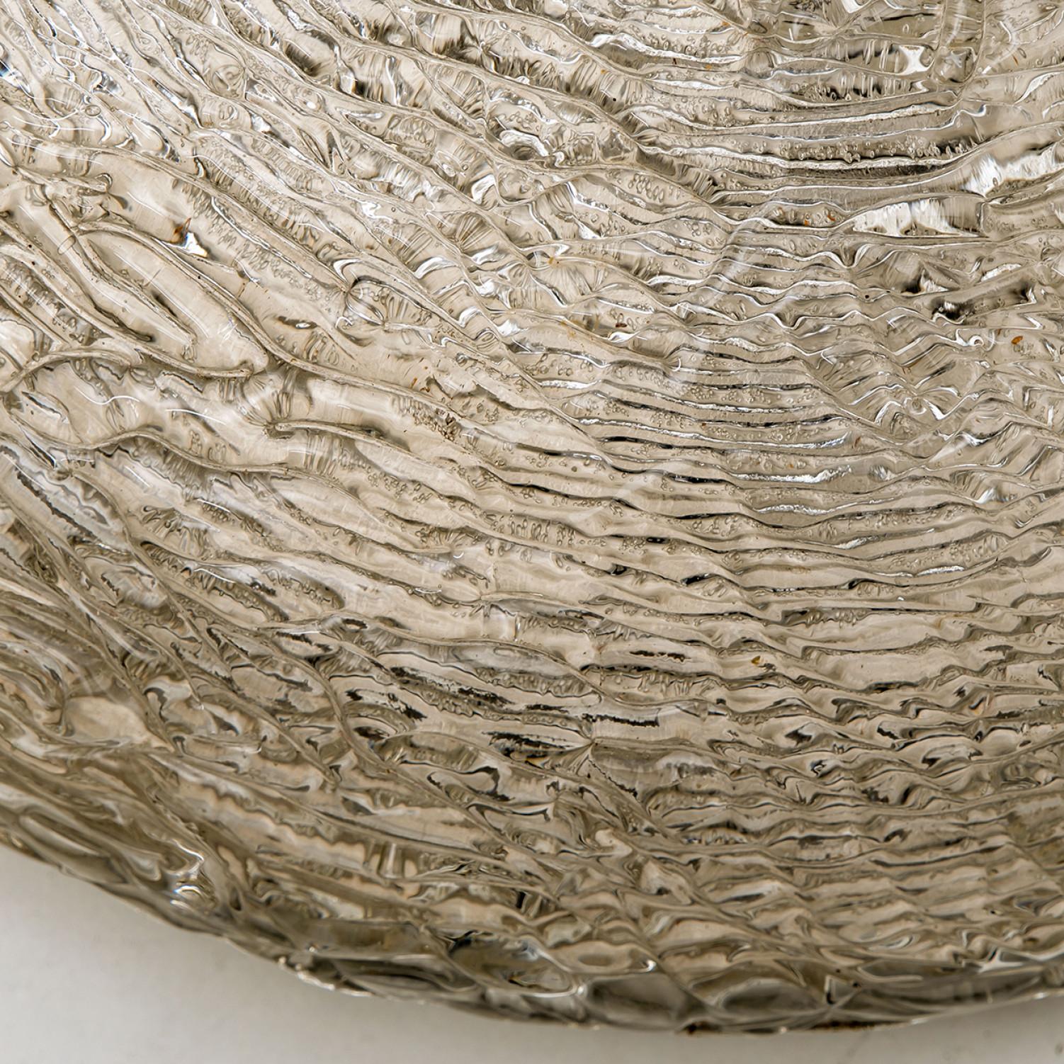 Grands plafonniers en verre texturé épais, Allemagne, années 1960 en vente 1