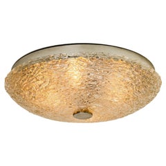 Large Thick Textured Glass Flush Mount Ceiling Lights, Germany, 1960s