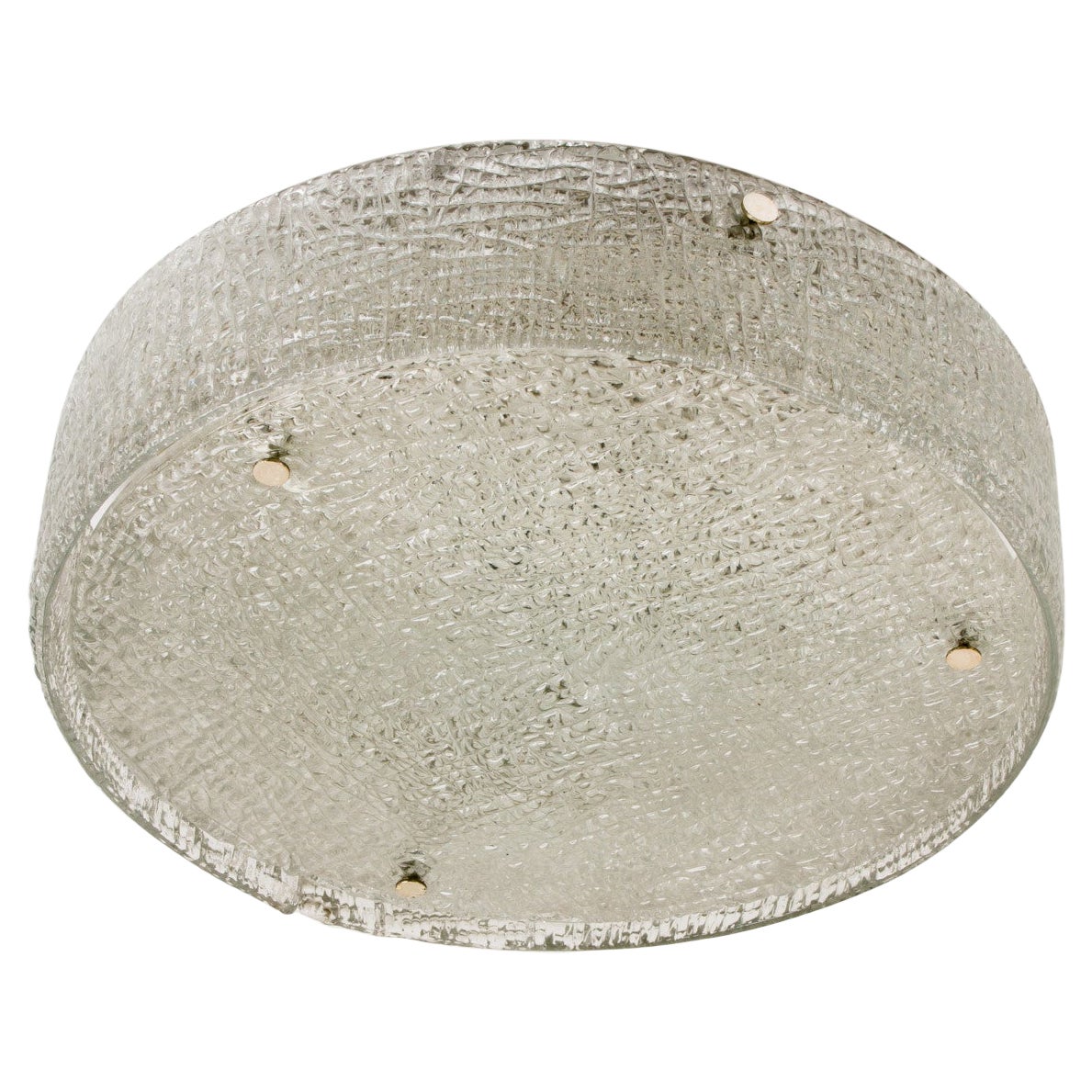 Grands plafonniers encastrés en verre texturé épais, années 1960