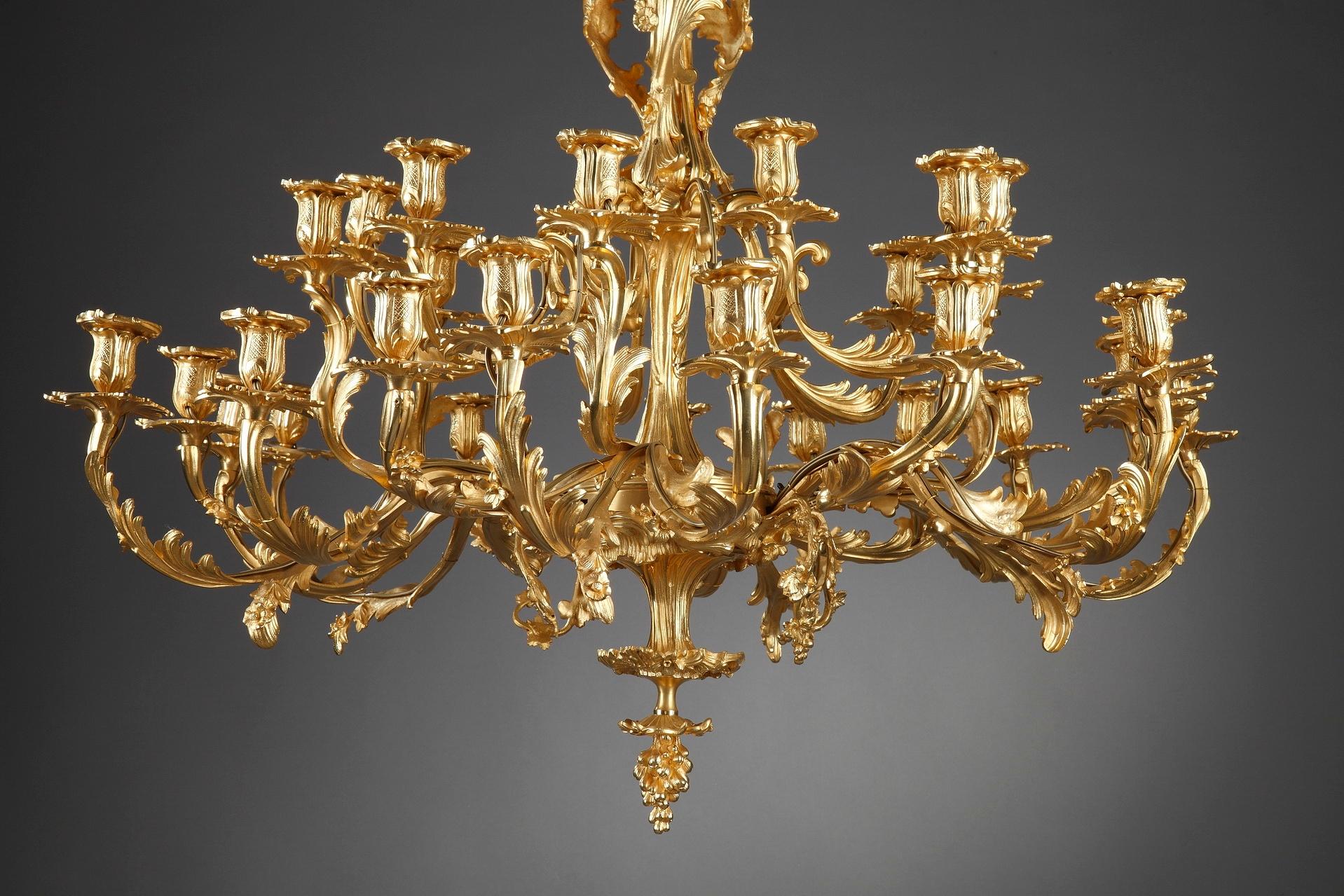 Gilt Large Thirty Light Louis XV Style Chandelier