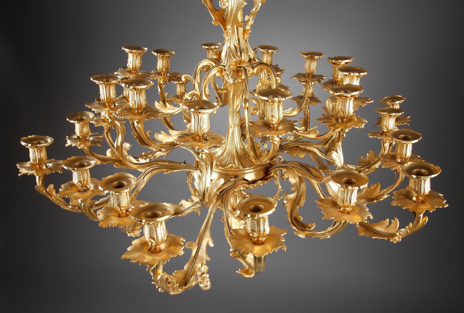 19th Century Large Thirty Light Louis XV Style Chandelier