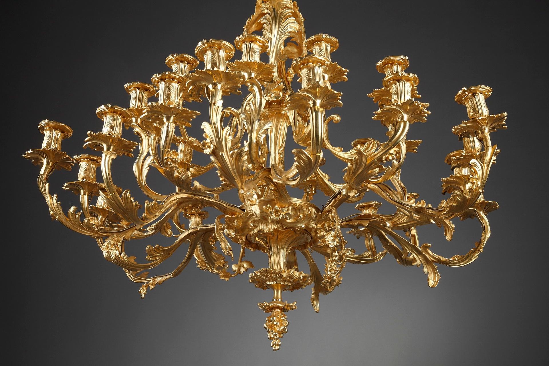 Bronze Large Thirty Light Louis XV Style Chandelier
