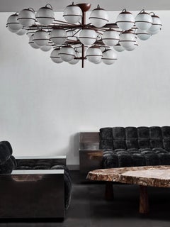 Large Thirty Six Lights Chandelier with Glass Globes