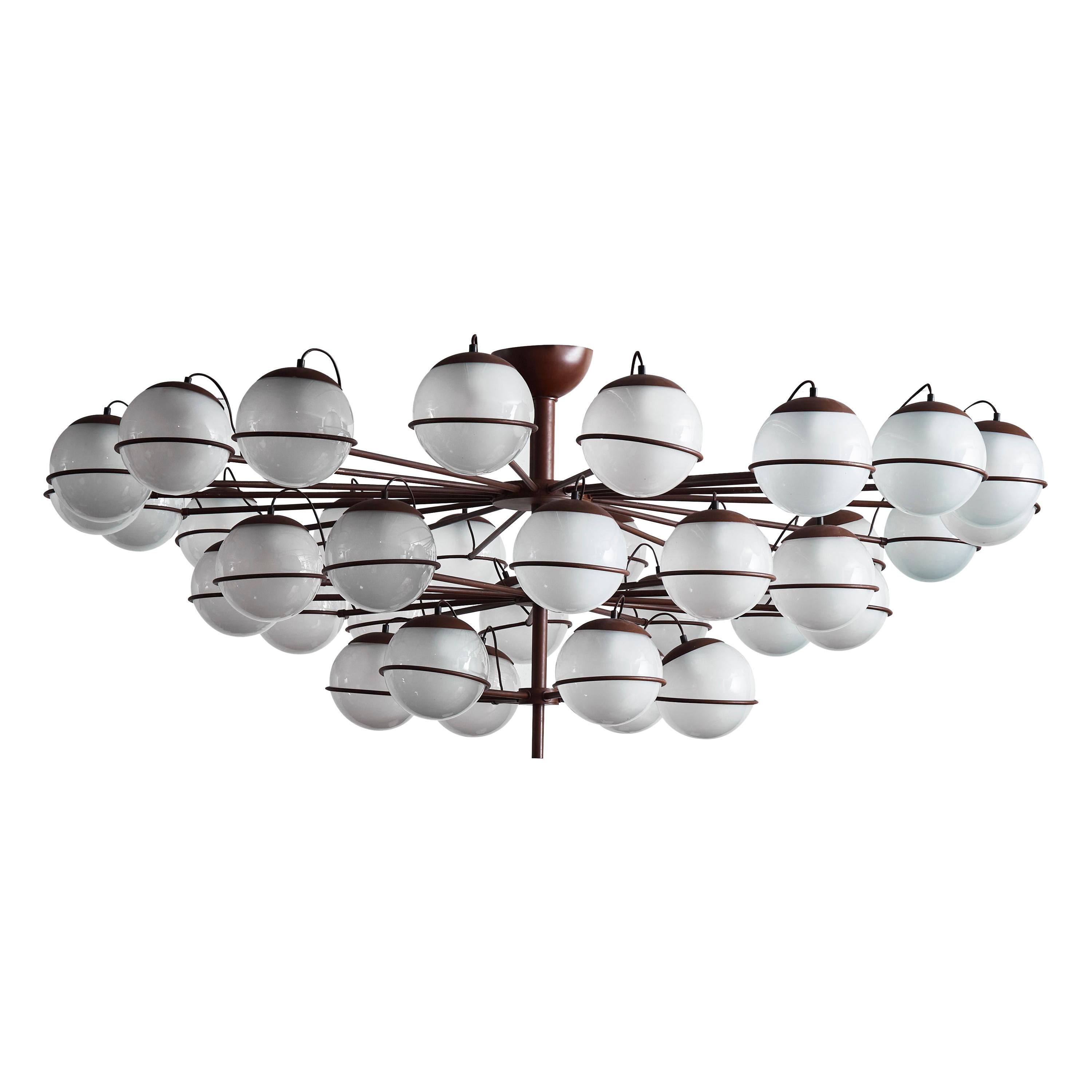 Large Thirty Six Lights Chandelier with Glass Globes