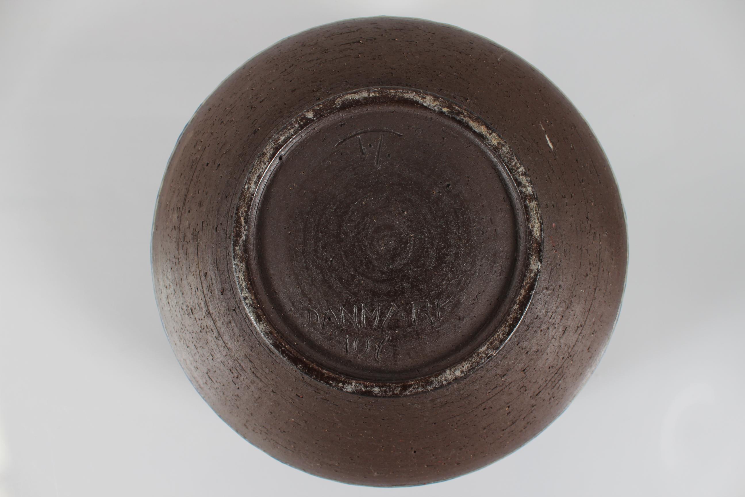 Large Thomas Toft Decorative Bowl, Blue and Grey Mid-century Danish Ceramic  For Sale 1