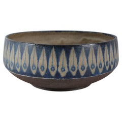 Large Thomas Toft Decorative Bowl, Blue and Grey Mid-century Danish Ceramic