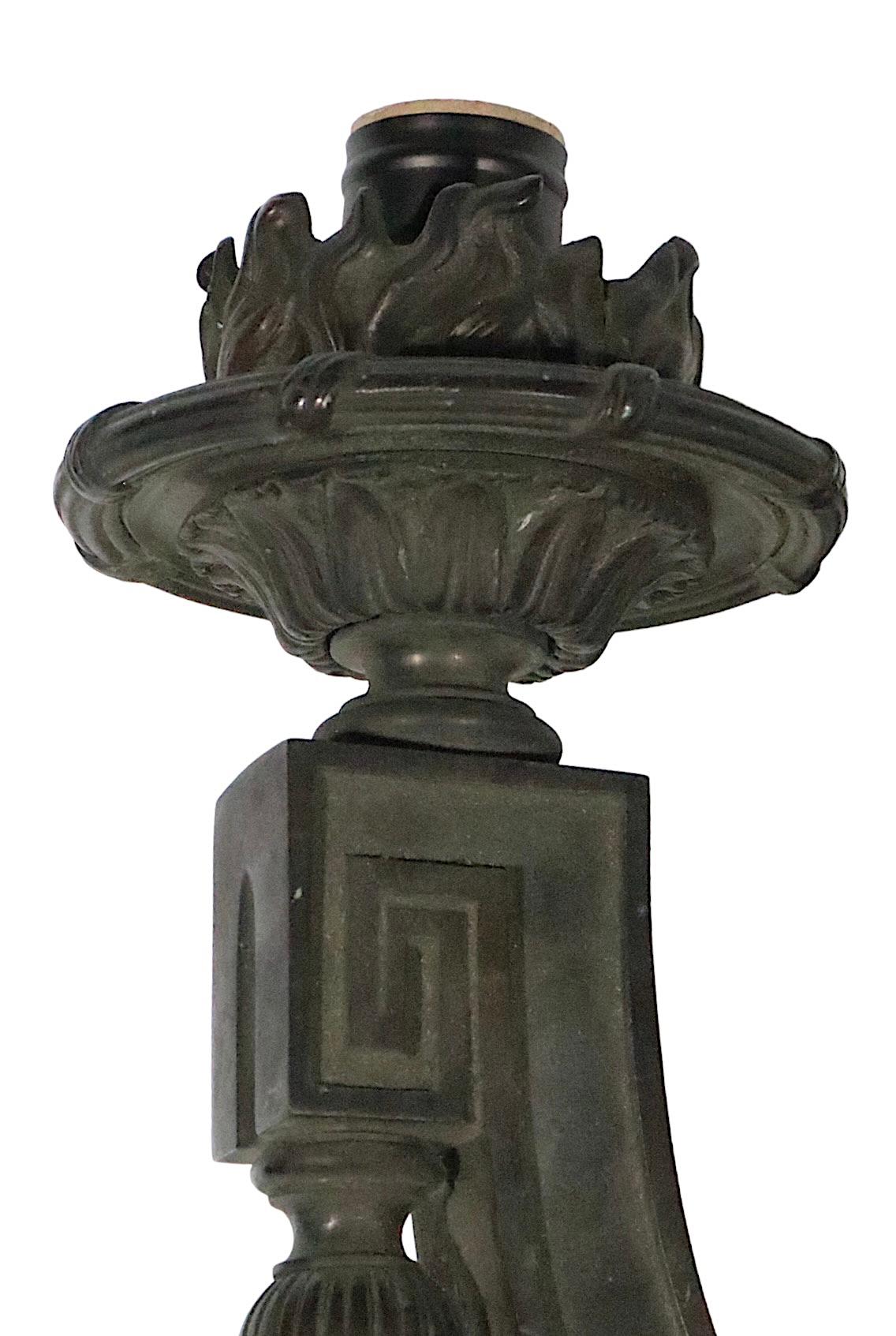 American Large Three Arm Neoclassical Cast Brass or Bronze Wall Sconce, circa 1920/1930s For Sale