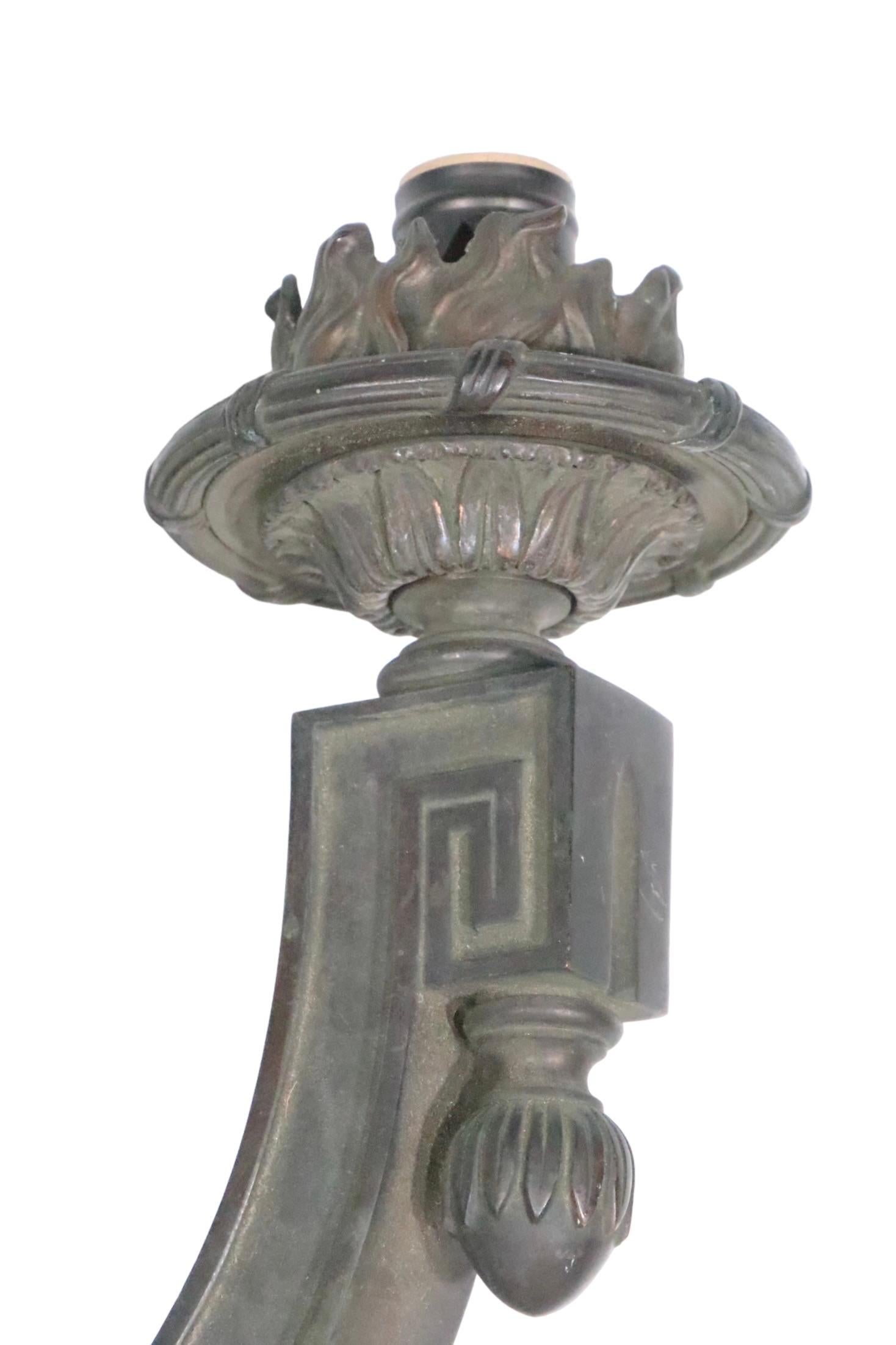 20th Century Large Three Arm Neoclassical Cast Brass or Bronze Wall Sconce, circa 1920/1930s For Sale