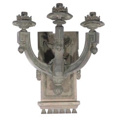 Large Three Arm Neoclassical Cast Brass or Bronze Wall Sconce, circa 1920/1930s