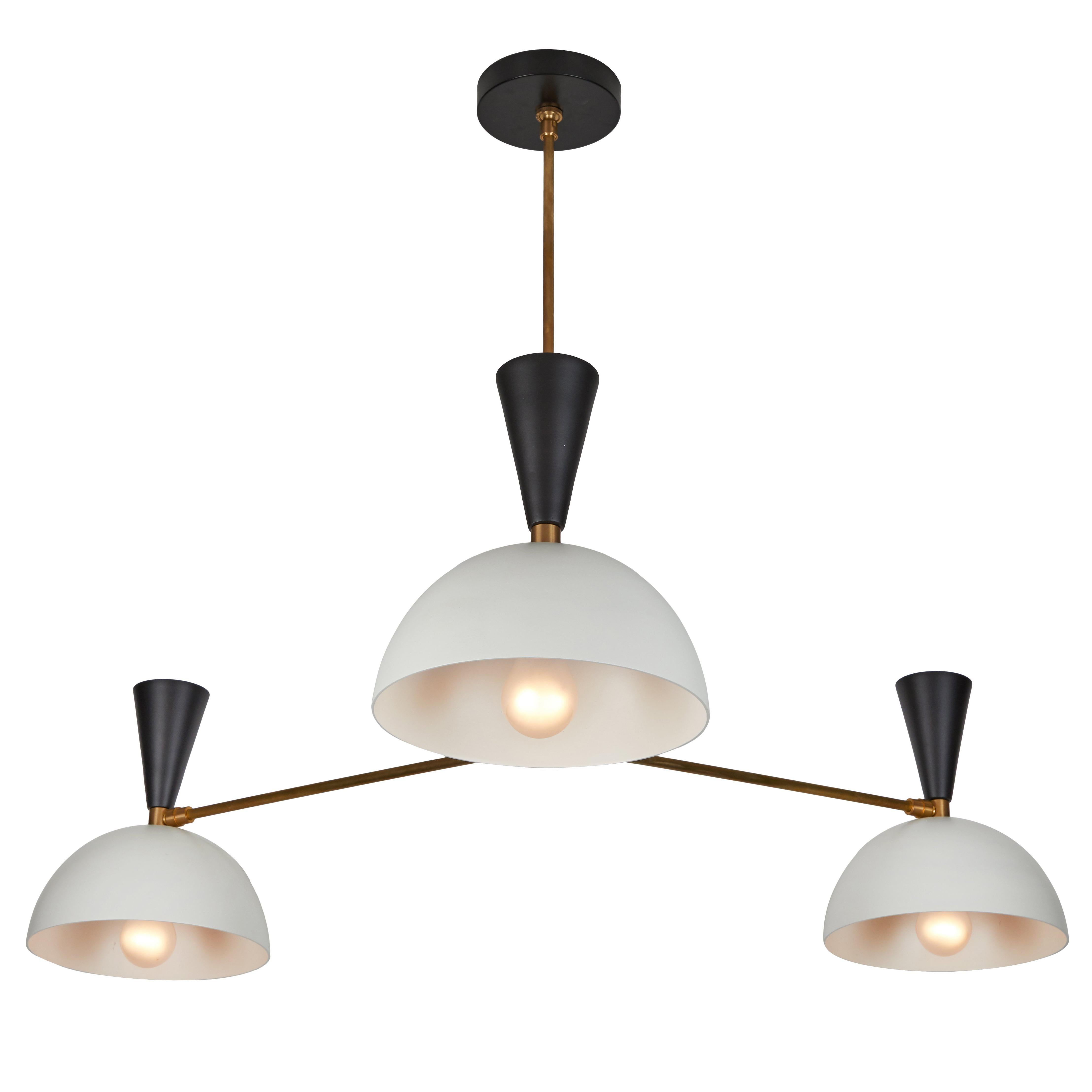 Large Three-Cone 'Lola II' Chandelier in Black and Brass For Sale 3