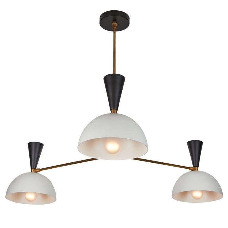 Large Three-Cone 'Lola II' Chandelier in White and Chrome For Sale 11