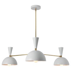 Lampadario grande a tre coni 'Lola II' in bianco e ottone