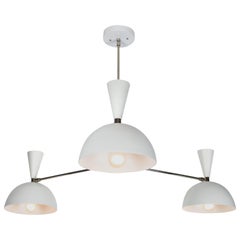 Large Three-Cone 'Lola II' Chandelier in White and Chrome
