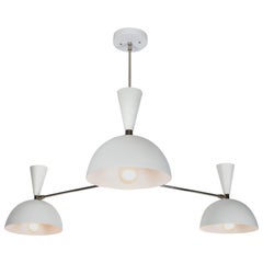 Large Three-Cone 'Lola II' Chandelier in White and Chrome
