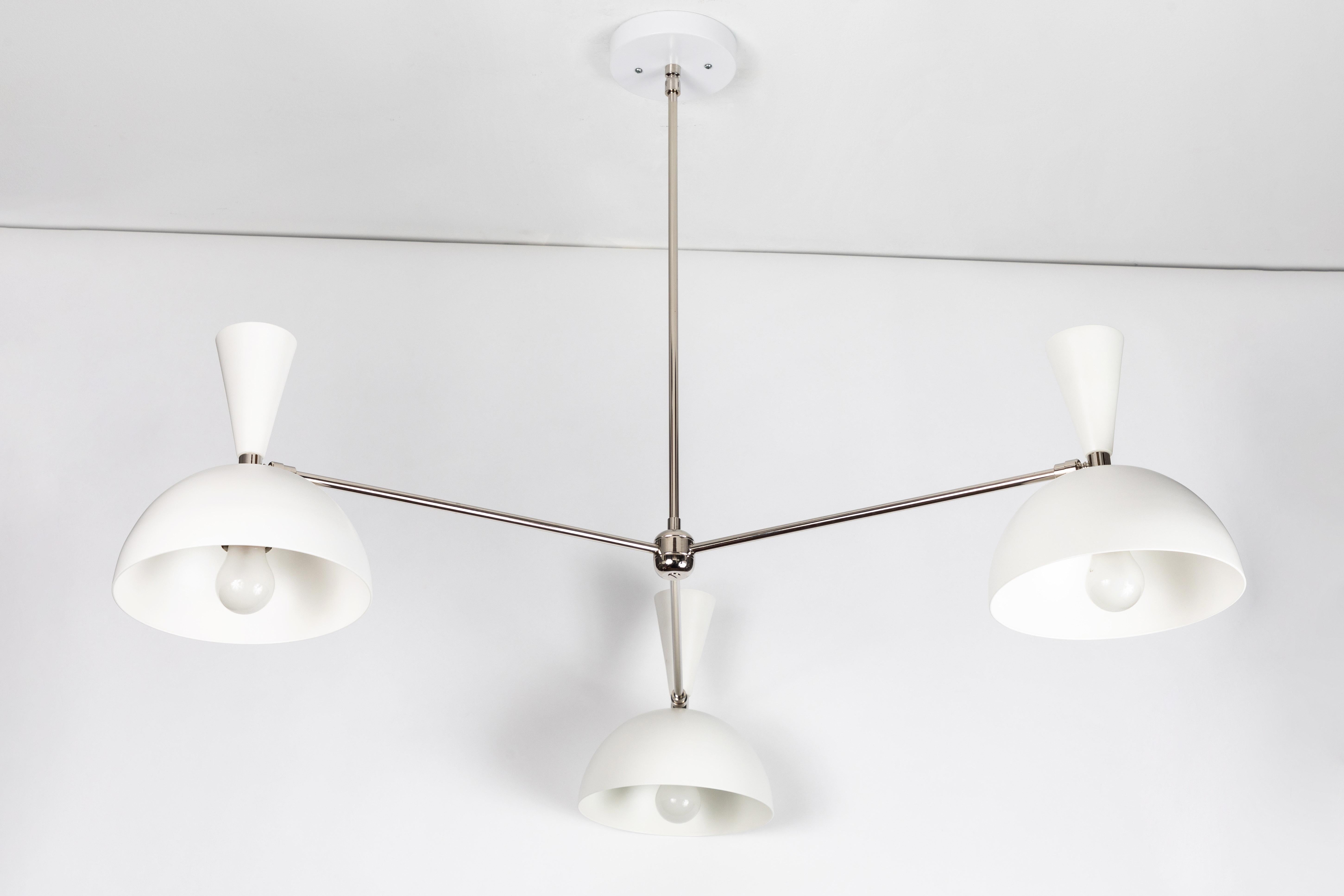 Large Three-Cone 'Lola II' Chandelier in White and Chrome For Sale 3