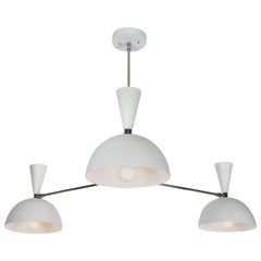 Large Three-Cone 'Lola II' Chandelier in White and Chrome