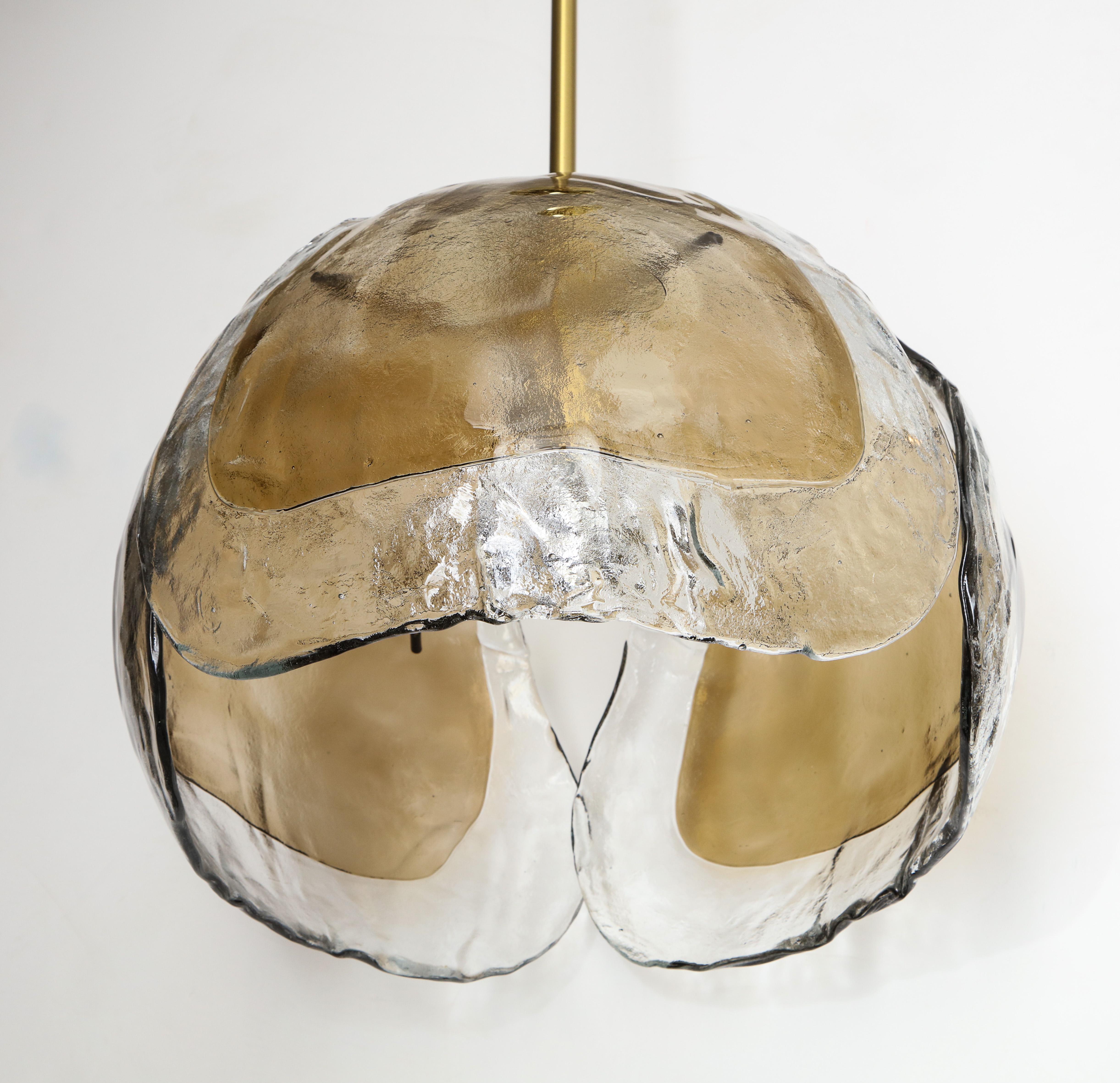 Large Three Glass Panel Pendant Light by Mazzega In Good Condition In New York, NY