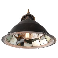 Antique Large Three Level Mirror Dome Pendent
