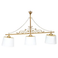 Large Three Light Linear Pendant Chandelier With Shades