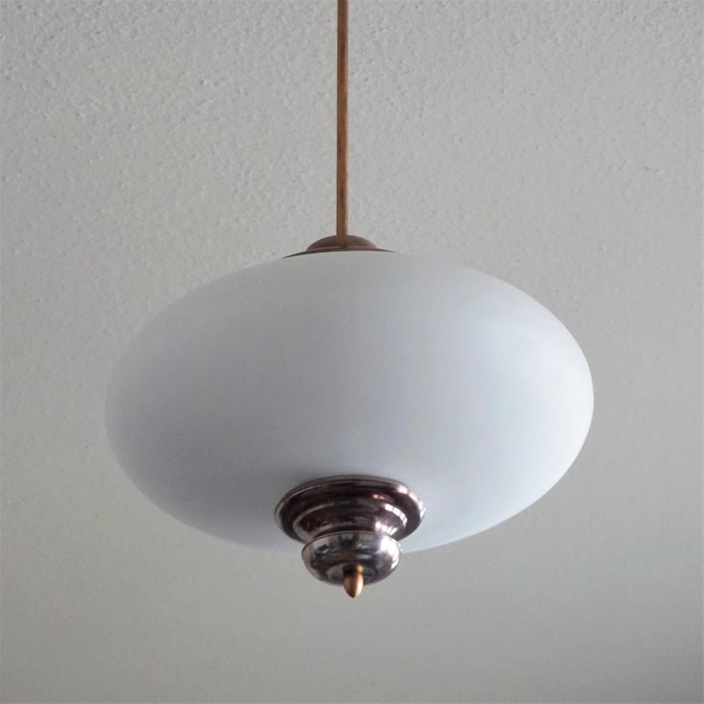 Three-Light Pendant by Arredoluce, Italy, 1950s In Good Condition For Sale In Frankfurt am Main, DE