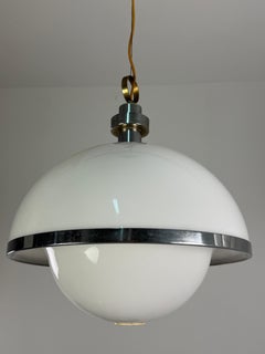 Large three-light plexiglass pendant lamp, 1960s