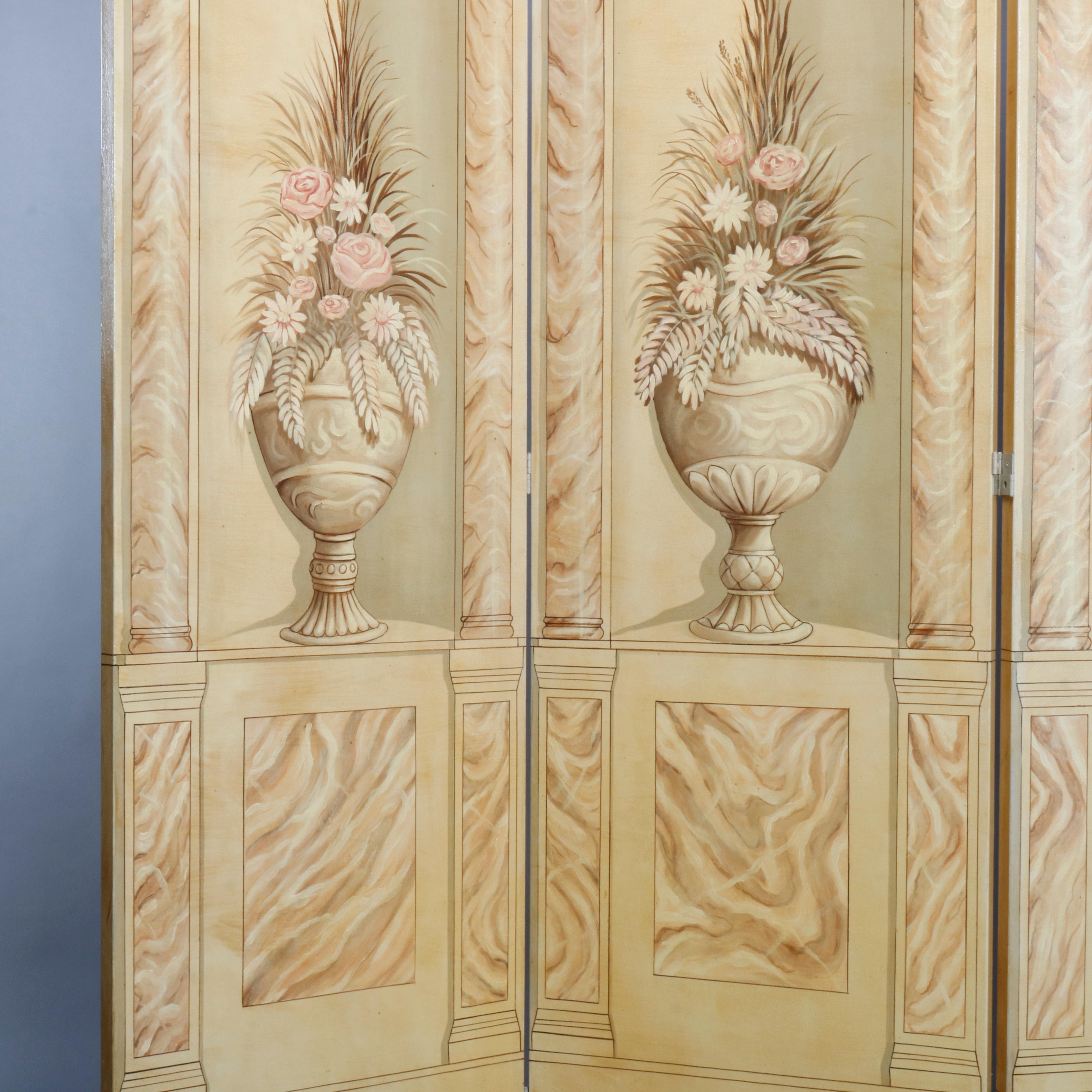Large Three-Panel Neoclassical Folding Room Dividing Screen, 20th Century In Good Condition In Big Flats, NY