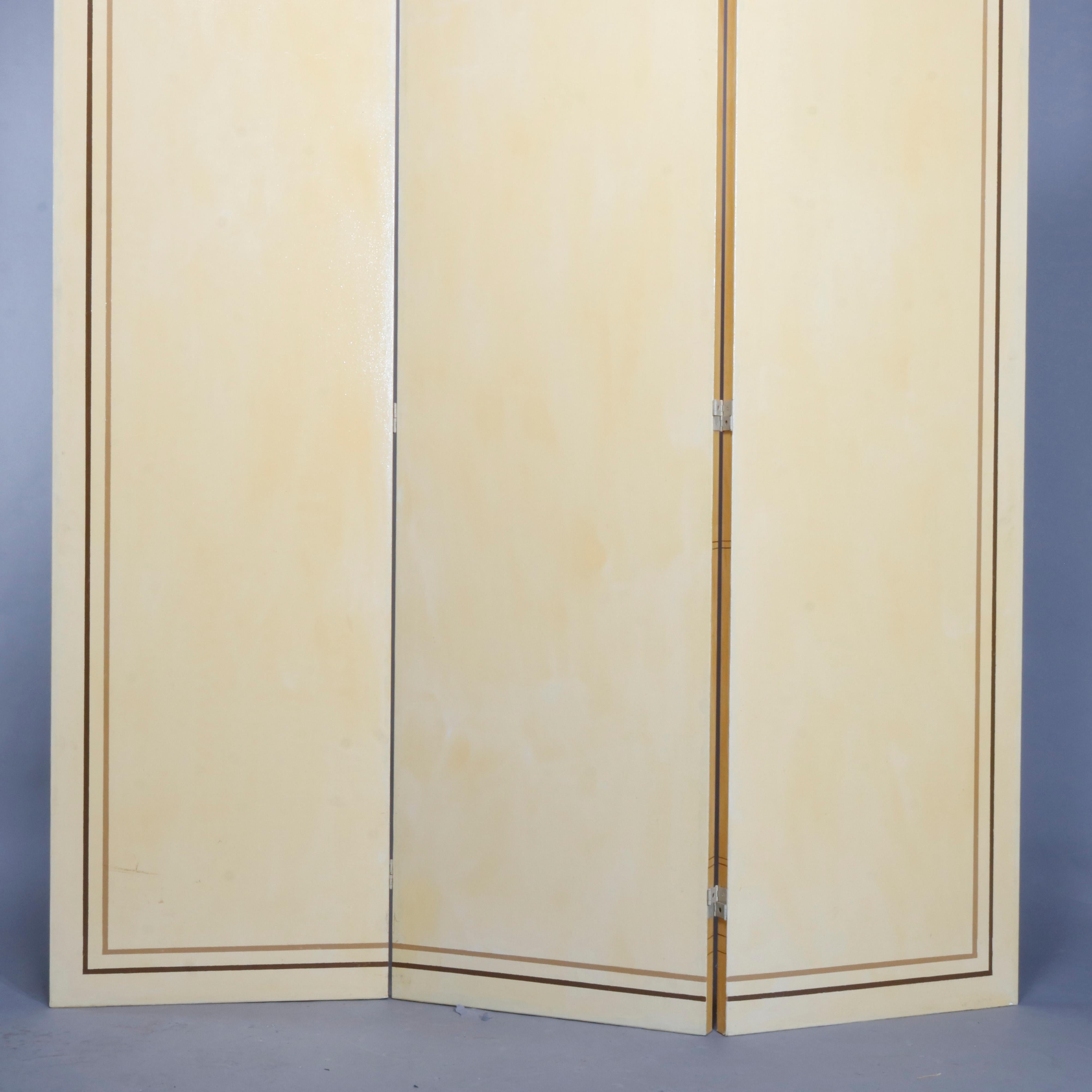 Large Three-Panel Neoclassical Folding Room Dividing Screen, 20th Century 3