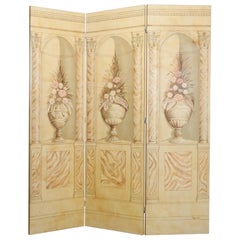 Vintage Large Three-Panel Neoclassical Folding Room Dividing Screen, 20th Century