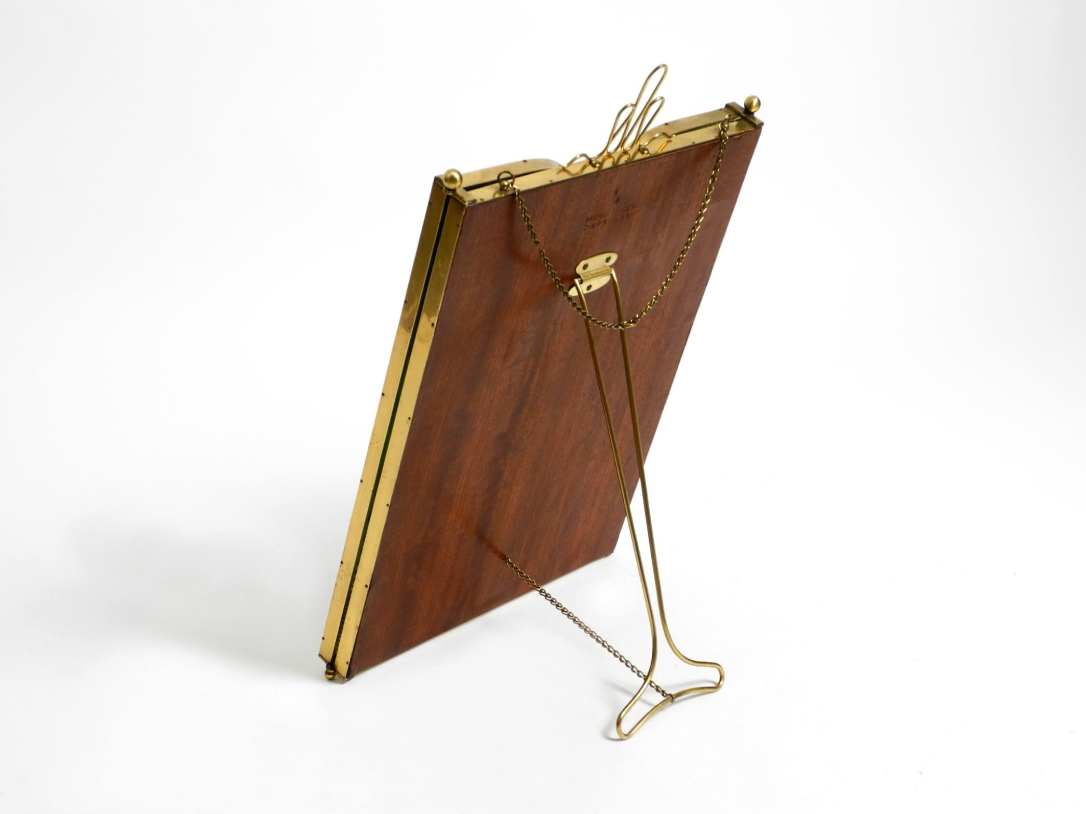 Brass Large three-part folding 1950s table or wall mirror from Münchner Zierspiegel For Sale