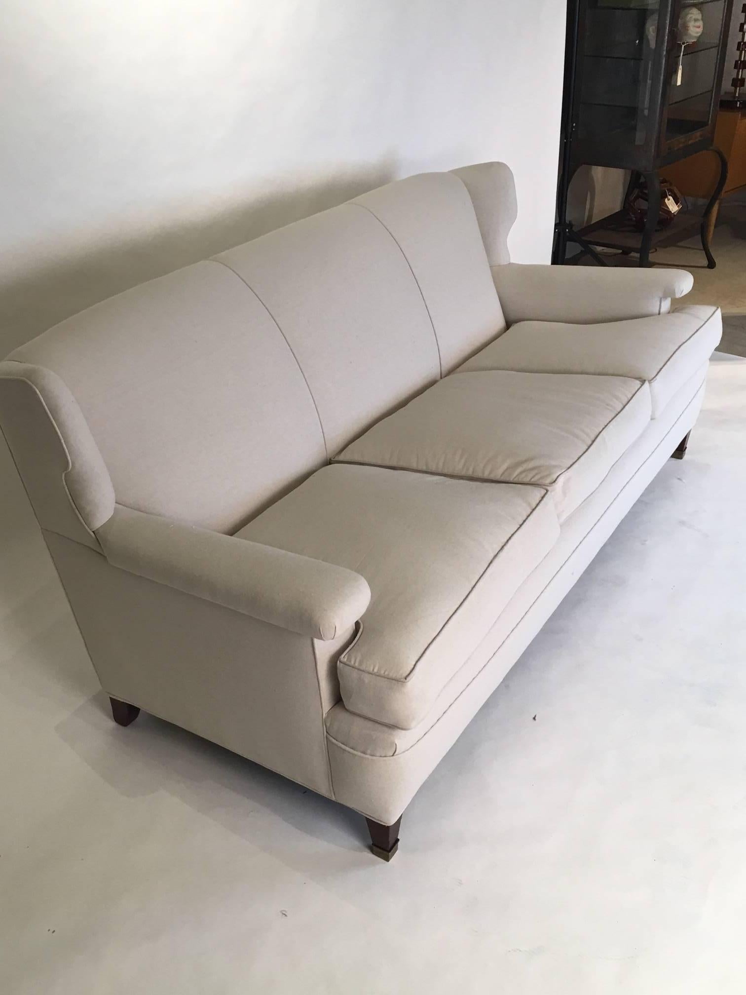 Large Three-Seat Sofa in the Manner of Jean Michel Frank In Excellent Condition In Hudson, NY