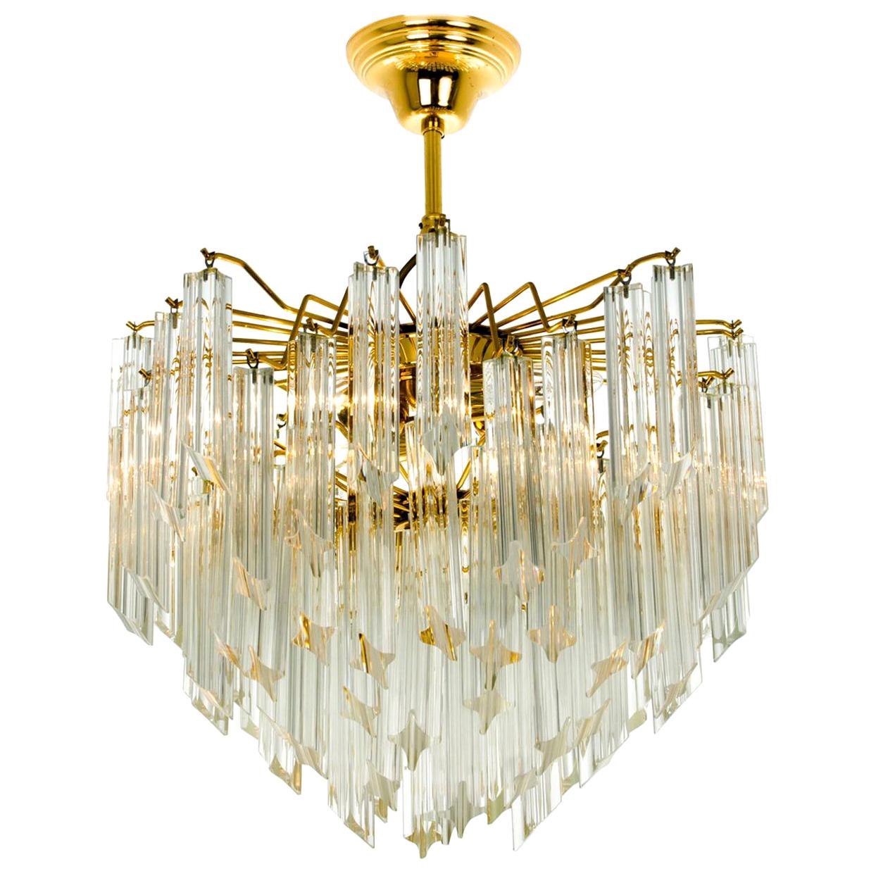 Large Three-Tier Cristal Venini Chandelier, 1960